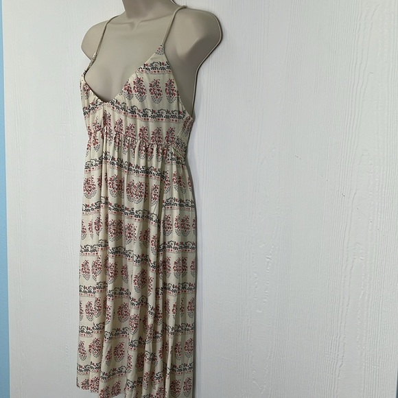 Free People - Ivory Fun Colorful Floral With Suede Spaghetti Straps Mini Dress M - Picture 6 of 14